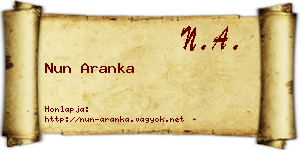 Nun Aranka névjegykártya